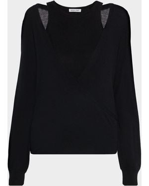 Veronica Beard Lolasee Layered Knit Top - Black