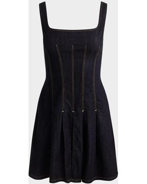 Alice + Olivia Hollis Flared Denim Mini Dress - Black