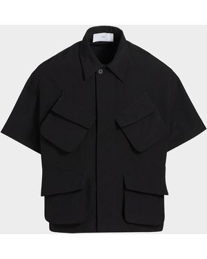 EZR Apos;S Nylon Ripstop Cargo Pocket Shirt - Black