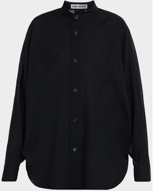 Issey Miyake Sheer Wool Dolman-Sleeve Button-Down Shirt - Blue
