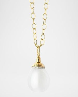 Syna 18K Medium Gemstone Mogul Drop Necklace With Diamonds - White