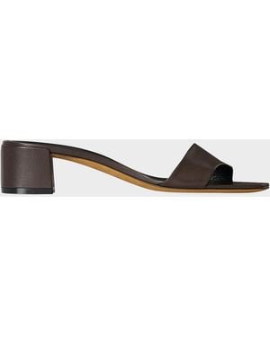 The Row Leather Mule Sandals - Brown