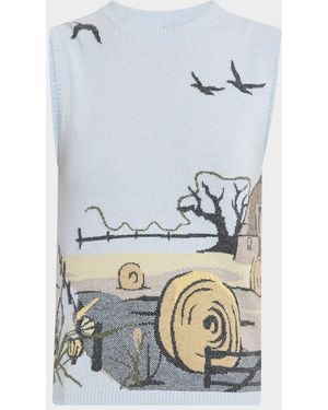 Thom Browne Seasonal Scenic Cashmere Jersey Shell Top - Blue