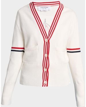 Thom Browne Sailboat Jacquard Cotton Cardigan - White