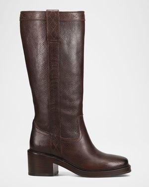 Frye Kate Leather Wide Calf Pull-On Boots - Brown
