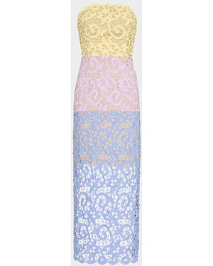 milly kait tile lace dress Milly Kait Strapless Lace Midi Dress