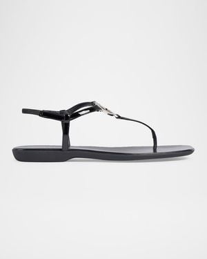 Gucci Gg Ease Patent Leather Thong Sandals - Metallic