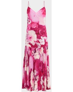 Emanuel Ungaro Camden Pleated Floral-Print Maxi Dress - Pink
