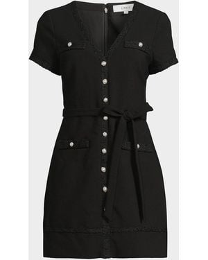Likely Jolie Embroidered Mini Shirtdress - Black