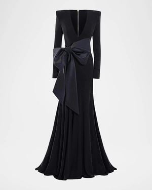 Zhivago Portrait Of A Siren Bow Jersey Gown - Black