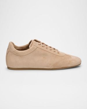 Stuart Weitzman Cruz Suede Low-Top Sneakers - Natural