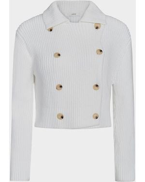 Vince Double-Breasted Sweater Jacket - White