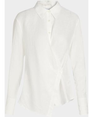 Veronica Beard Perezzi Asymmetric Linen Shirt - White