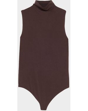 Wolford Sleeveless Mock-Neck String Bodysuit - Brown