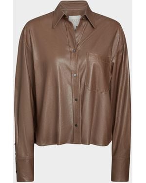 Twp Leather Average Joe Button-Front Shirt - Brown