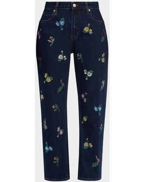 Libertine Joy And Mirth Embellished Straight-Leg Ankle Boyfriend Jeans - Blue