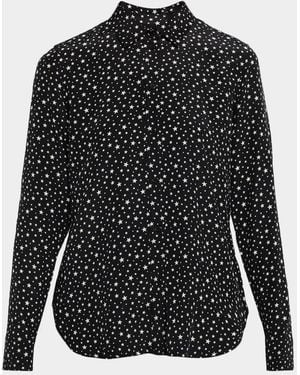 Nili Lotan Spotted Silk Button-Down Blouse - Black