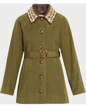 Veronica Beard Langham Dickey Coat With Removable Collar - Green