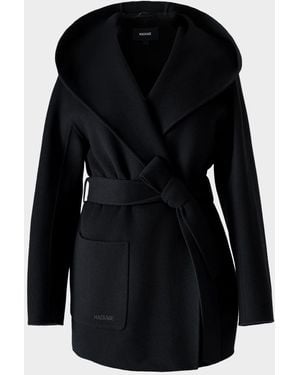 Mackage Paya-Z Hooded Wool Wrap Coat - Blue