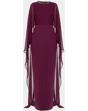 Roland Mouret Embellished Cape Column Gown - Purple
