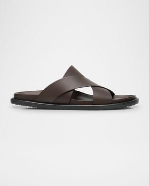 Stuart Weitzman Apos;S Berkley Leather Criss-Cross Slide Sandals - Brown