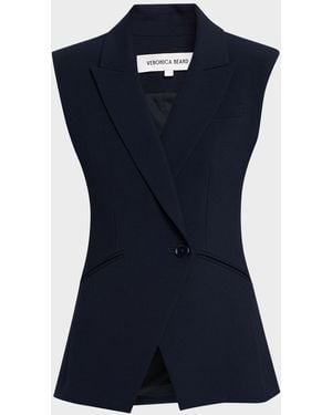 Veronica Beard Ciel Crepe Vest - Blue