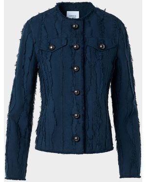 Akris Punto Fringed Wave Cotton Jacquard Jacket - Blue