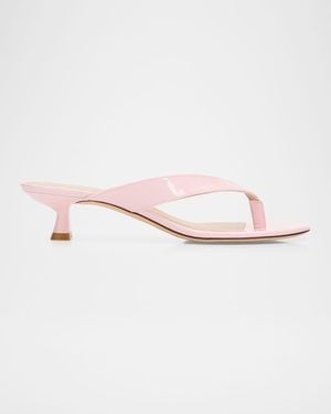 Stuart Weitzman 35Mm Rio Sleek Patent Leather Thong Sandals - Pink