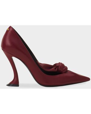 Lanvin 100Mm Leather Bow Pumps - Red