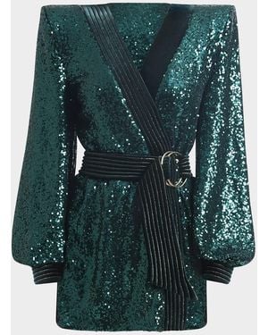 Zhivago Cala Conta Sequined Wrap Mini Dress - Green