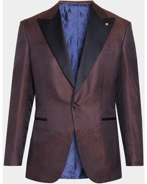 Stefano Ricci Apos;S Mosaic Jacquard Peak Lapel Dinner Jacket - Blue
