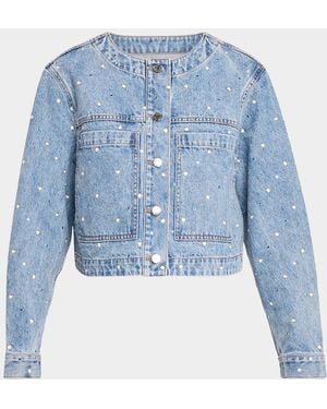 Veronica Beard Lowry Embellished Denim Jacket - Blue