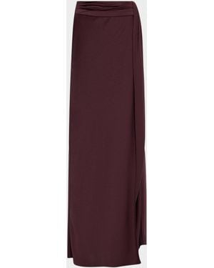 LAPOINTE Lightweight Satin Asymmetric Maxi Skirt - Purple