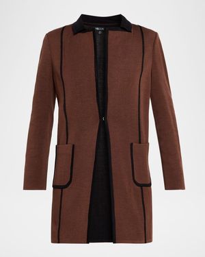Misook Two-Tone Knit Jacket - Brown