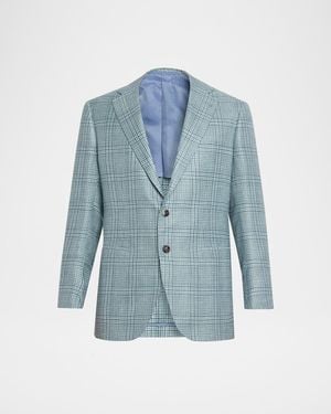 Cesare Attolini Apos;S Plaid Cashmere-Blend Sport Jacket - Blue