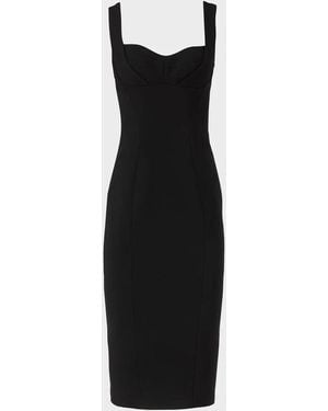Costarellos Avera Sculpted Crepe Sleeveless Midi Dress - Black