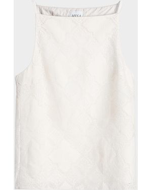 MISA Los Angles Prisha Jacquard Boxy Sleeveless Top - White