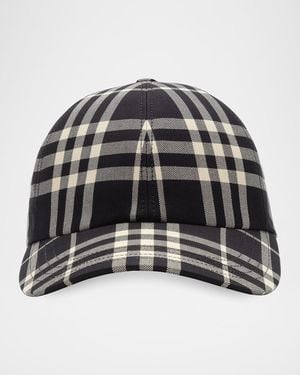 Burberry Apos;S Checked Cotton Baseball Cap - Gray