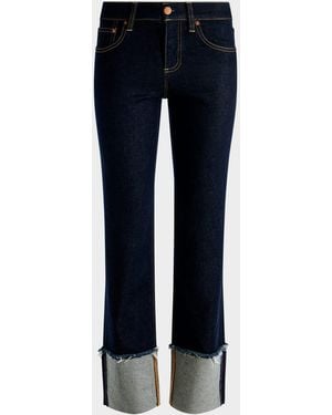 Alice + Olivia Abilene Ultra Low-Rise Skinny Jeans With Raw Hem Cuffs - Blue