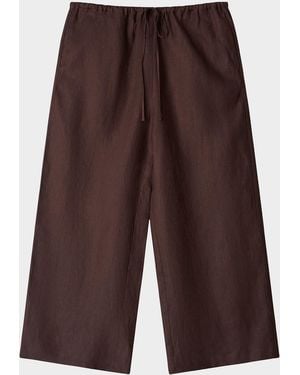 STAUD Mateo Linen Crop Pants - Brown
