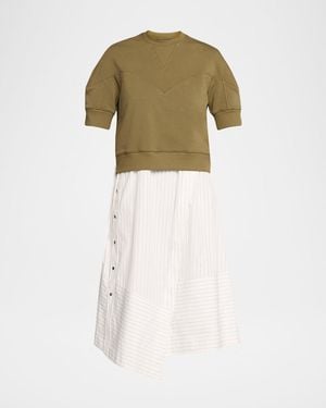 3.1 Phillip Lim French-Terry Combo Dress - Green