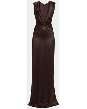 Tom Ford Satin Silk Twist Column Gown - Purple