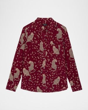 Rails Kate Leopard Silk Blouse - Red