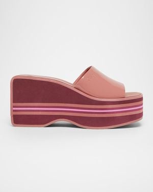 Chloé 90Mm Swimming Cool Patent Leather Platform Mules - Red