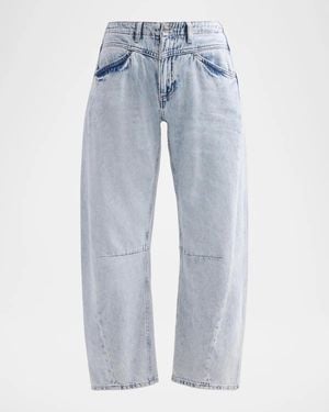 Le Jean Selena Mid-Rise Crop Jeans - Blue