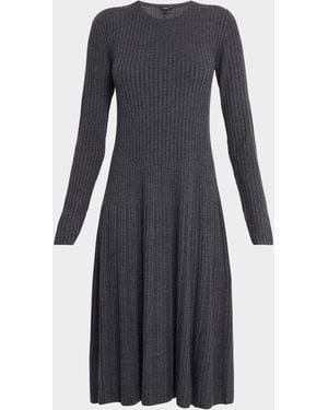 JOSEPH Rib Knit Merino Wool Dress - Black