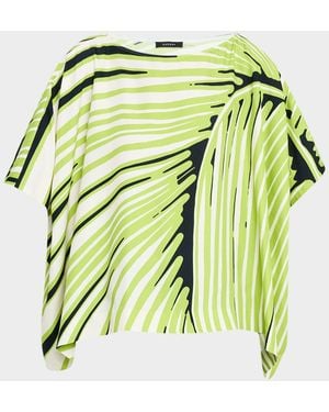 Natori Yoshinoki Palm Leaf-Print Caftan Top - Green