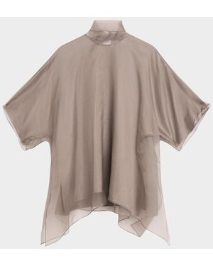Brandon Maxwell Cali Scarf-Neck Silk Organza Blouse - Multicolor
