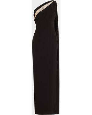 Roland Mouret One-Shoulder Diamante Column Gown - Black