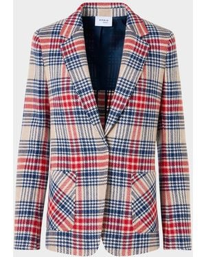 Akris Punto Plaid Wool-Blend Tweed Blazer - Red